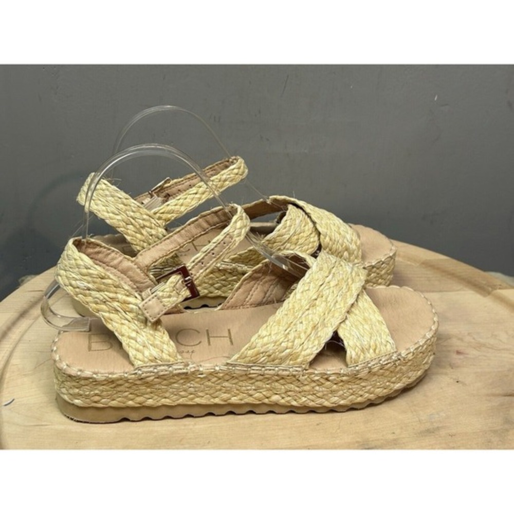 BEACH‎ by Matisse Sunshine Raffia Platform Sandals Womens Size 10 Tan Woven